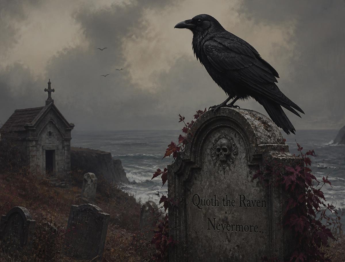 Cuentos escogidos del Cuervo · raven on a seaside grave
